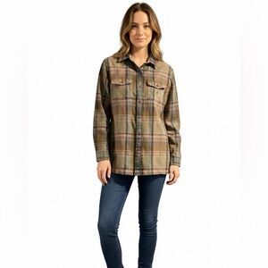 Lauren Ralph Lauren 100% Pure Wool Plaid Skacket Brown Green Women’s Small